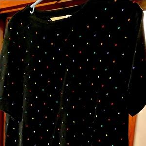 Rainbow polka dot shirt size L